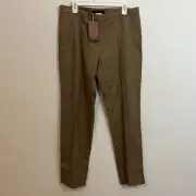 Etro Women’s Dress Pant 35 x 31 Tan Herringbone Wool Flannel New Made in Italy