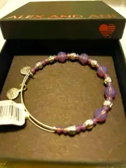 Alex and Ani Bracelet Faceted Purple Swarovski Crystal Bracelet Expandable New