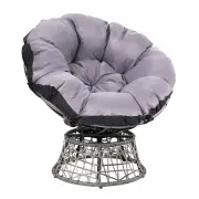 Garden Outdoor Papasan Chairs Lounge Setting Patio Furniture Wicker Grey