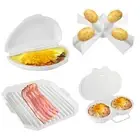 4Pcs Microwave Cooking Set with Bacon Baking Plate Egg Steamer Fried Egg ♵