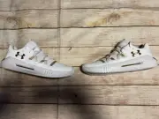 Size 10.5- Under Armour Block City 2.0 White Metallic Gold Volleyball Shoe NIB