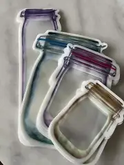 19pcs Mason Jar Reusable Zip Lock Bag Food Storage Stand Up Zipper Pouch PE New
