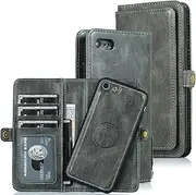 Cavor for iPhone SE 2020/ SE 2022 Wallet Case,for iPhone 7 / iPhone 8 Case,2 in 1 Magnetic Detachable Case Leather Flip Cover with Stand Feature & Card Slots & Wristlet Strap (4.7")-Green