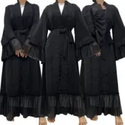 Open Front Cardigan Dubai Turkey Kaftan Robe Muslim Abaya Caftan Ramadan Kimono