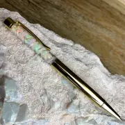 Opal Crystal Mix Chunky Chips Filled Ballpoint Gold Pen Green Orange Red, Gift