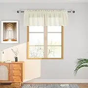 Ivory Valance 14 inch for Windows Sheer Short Small Mini Curtains Topper Open Weave Linen Textured Sheers Living Room Farmhouse Vintage Rustic Bedroom Door Kitchen Bathroom 1 Panel Rod Pocket 90"x14"