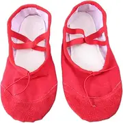 [VALICLUD] Elastic Band Dance Shoes Lightweight Ballet Yoga Shoes for Women/Men Anti-Slip Sole Size 34 Red