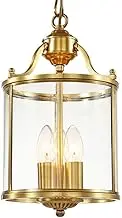 Retro E14 Single Head Small Chandelier, Ceiling Copper Pendant Light, American Country Style Hanging Lamp, Lighting Fixture for Restaurant and Study