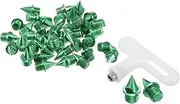 uxcell 1/4 Inch Carbon Steel Track Spikes, 40 Pack Sports Shoes Spikes Replacement Accessories with Spike Wrench for Long Jumping Running, Green