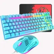 Compact Gaming Ergonomic Keyboard Mouse Rainbow RGB Backlit USB Wired 88 Keys AU