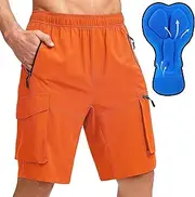 [Bikewa] Men's Mountain Bike Shorts 3D Padded Loose-fit MTB Biking Riding Cycling Bicycle Biker Shorts Zipper Pockets