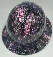 New Full Brim Hard Hat Custom Hydro Dipped MUDDY GIRL CAMO PURPLE. Free Shipping