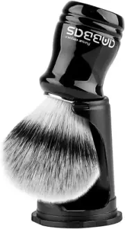 Synthetic Badger Shaving Brush with Black Holder Stand 2IN1 Resin Handle Foam B