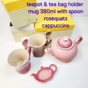 Le Creuset Teapot Tea Bag Holder Mug with Spoon Set Pink and other tableware