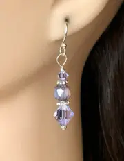 Lavender Crystal Sterling Silver Earrings Sundance Treasures Jewelry Artisan