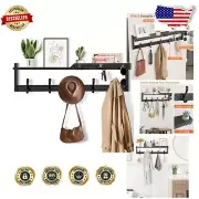 Durable Lacquered Wall Coat Rack with Shelf, Hooks & Mail Organizer - Rustic