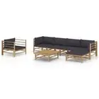 Bamboo Outdoor Lounge Set 7 Pcs Modular Design Garden Patio Sofa With Cushions