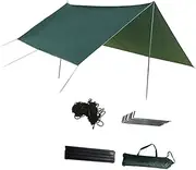Oshhni Hammock Rain Tarp Hammock Rainfly Set Sun Shelter for 2-4 People Canopy Waterproof Tent for Survival Picnic Beach Backpacking