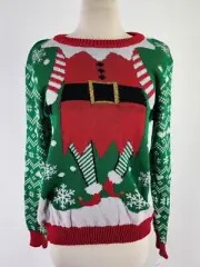 Wellworn Holiday Sweater Womens Large Christmas Green Elf Suit New Tags
