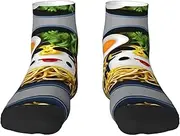 [YANYU] Egg Cup Noodle Ramen Print Workout Everyday Socks For Men And Women All Seasons Comfortable Adult Socks