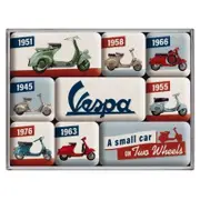 9pc Nostalgic Art Vespa Model Chart Magnet Set