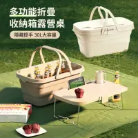在飛比找momo購物網優惠-【TanLook】多功能露營折疊收納箱餐桌 桌板野餐籃 儲物