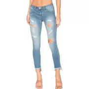 ONE TEASPOON Distressed Ripped Size 26 Freebird II Skinny Ankle Jeans Blue