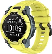 VeveXiao Breathable Sport Band Compatible With Garmin Instinct 3 solar 50mm Strap, 26mm Quick Release Sport Silicone Bracelet Watch Strap instinct 3 Amoled 50mm Replacement Bands (yellow)