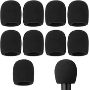 Pack of 10 Microphone Wind Protection, Reusable Pop Protection Microphone, Black Foam Microphone Windscreen, Replacement Wind Protection Pop Filter for Microphones for KTV, Outdoor Activities