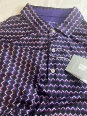 Men's Hickey Freeman Golf Purple Geometric Print Polo- Size L