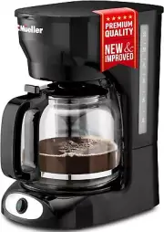 Mueller 12-Cup Drip Coffee Maker - Borosilicate Carafe, Auto-Off, Reusable...