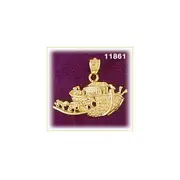 14K Gold Noah&#39;s Ark with Animals Pendant