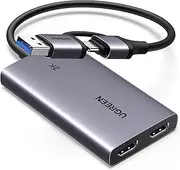 UGREEN 2K@30Hz HDMI Video Capture Card USB 3.0 4K@30Hz Passthrough Full HD 1080P 60FPS with Low Latency for Streaming Gaming, Recording, Compatible with Switch, PS5, Xbox, PC, Mac, Phone