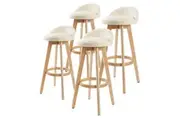 La Bella 4 Set 72cm Beige Wooden Bar Stool Leila Fabric