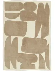 [Miss Amara] Eluru Taupe Abstract Washable Wool Rug in Grey