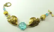 Lampwork & Crystal Bracelet with Fishes Sealife Handcrafted