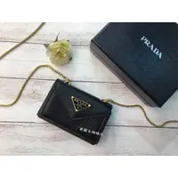 在飛比找蝦皮購物優惠-PRADA 1MT011 黑尼龍金字LOGO mini 斜背