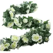 16 FT Fake Rose Vine Garland Artificial Flowers Plants Hanging Rose Ivy Home