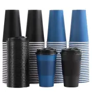 SIUQ 100 Pack 16 oz Disposable Coffee Cups with Lids and Sleeves To Go Paper ...