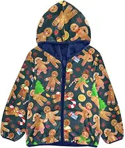 [GuoChe] Girls Sherpa Lined Hoodie Christmas Deer Gingerbread Snowflakes Red Blue Winter Jacket Toddler Boy Navy Blue Winter