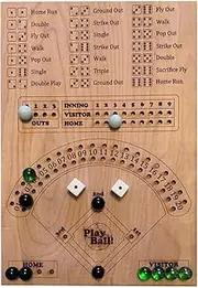 Aswalling Baseball Dice Board Game Wooden Dice and Board Game Interactive Double Table Game Fun Sports Toy
