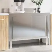 Stainless Steel Kitchen Bench Slideing Doors Food Prep Table Work Storage Shelf