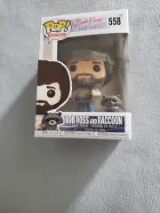 FUNKO BOB ROSS (with RACCON) (VAULTED RETIRED)#558 VINYL FIGURE POP! W/PROTECTOR