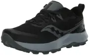 Saucony Women's Peregrine 14 Sneaker, Black/Carbon, 11.5 Wide