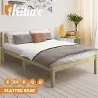 Oikiture Bed Frame Queen Double King Single Wooden Mattress Base Wood Headboard