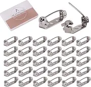 BEADNOVA Brooch Pin Backs Bar Pin Back Clasp Silver Tone Brooch Pinbacks with Safety Locking for Craft Name Badge (36pcs)