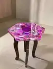 Pink Agate Coffee Side Table, Agate Stone End Table For Modern Interior Decor