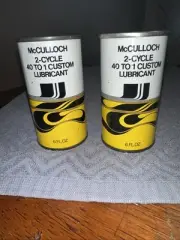 Two (2) Vintage McCulloch Two Cycle Oil 6 oz Cans New Old Stock