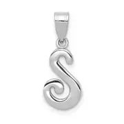 14k White GoldW White Gold Script Letter S Initial Pendant