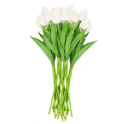 20Pcs White 13.8inch Artificial Tulips Flowers for Party Decoration,Wedding X8J6